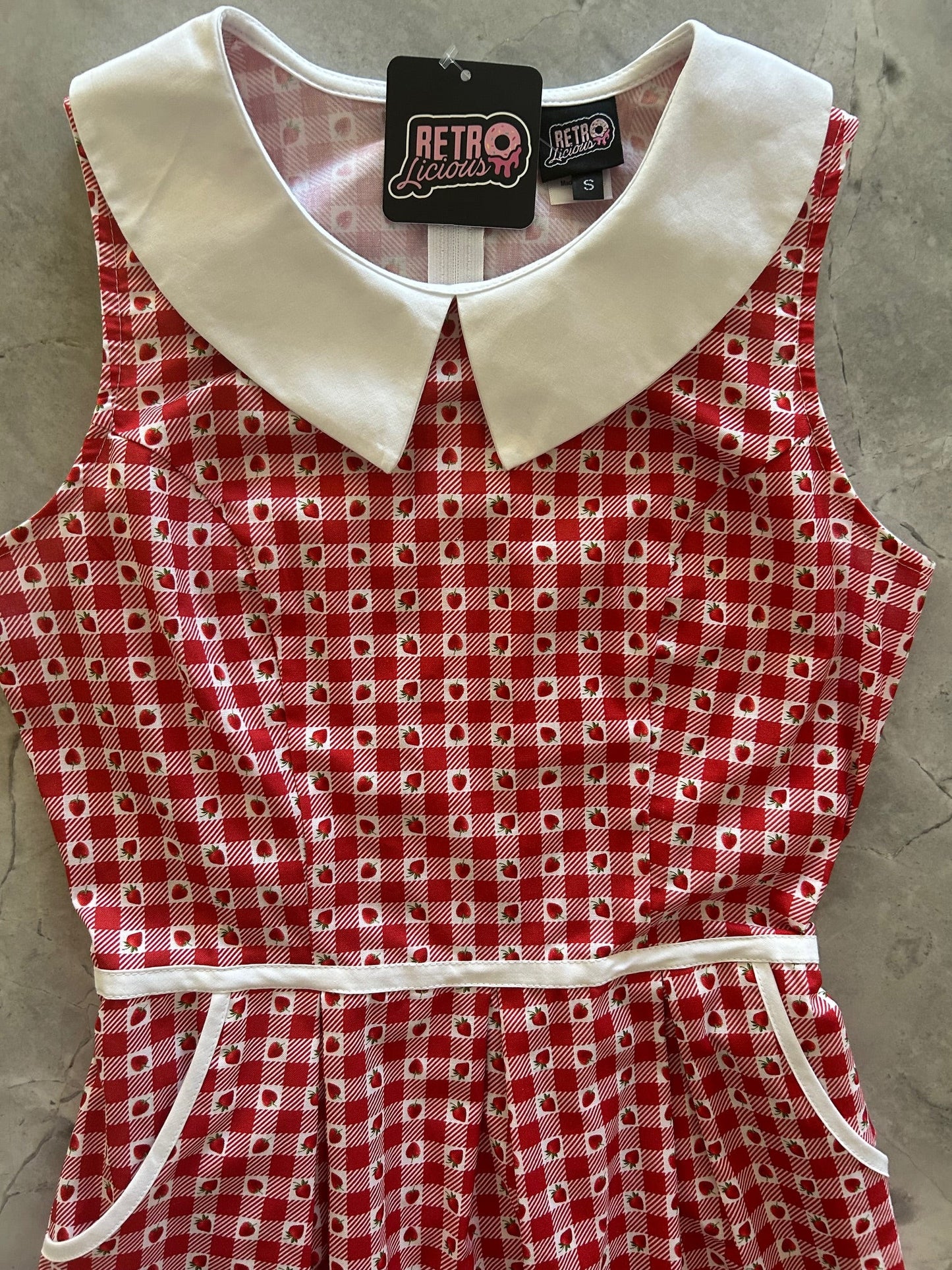 Strawberry Gingham Collared Dress, view 5884 — Soul Flow Apparel