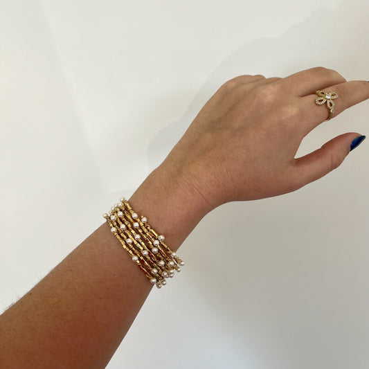 Blake Pearl Wrap Bracelet - 6 Rows, view 6285 — Soul Flow Apparel