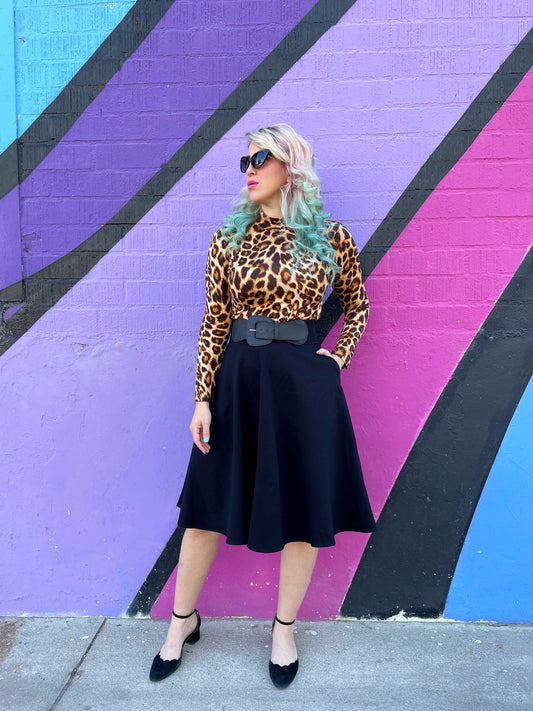 Leopard Mock Neck Top, view 9456 — Soul Flow Apparel