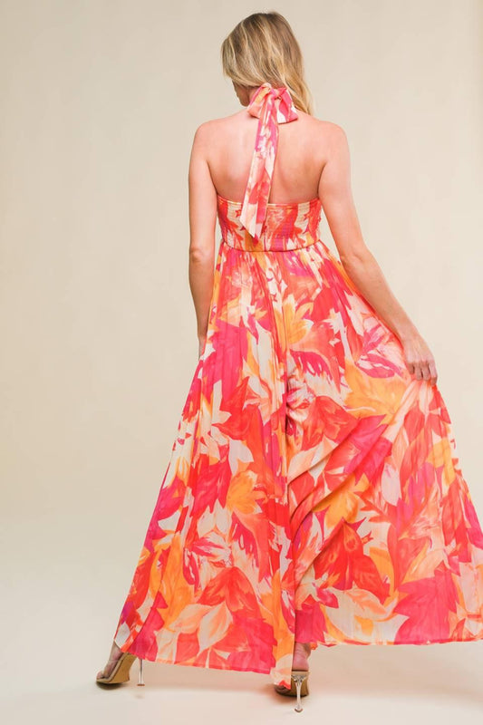Hello Gorgeous Woven Jumpsuit in ivory yellow pink, view 2 — Soul Flow Apparel