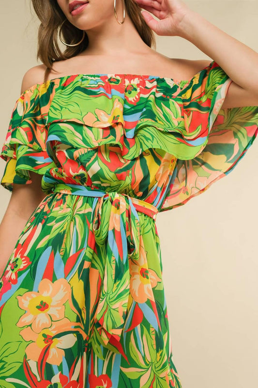 Daring Heart Woven Jumpsuit in green, view 4 — Soul Flow Apparel