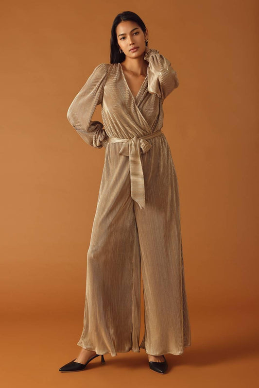 Moments of Clarity Woven Jumpsuit in mauve gold, view 2 — Soul Flow Apparel