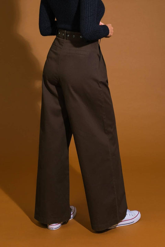 Pack Your Bags Woven Pants in dark brown, view 2 — Soul Flow Apparel