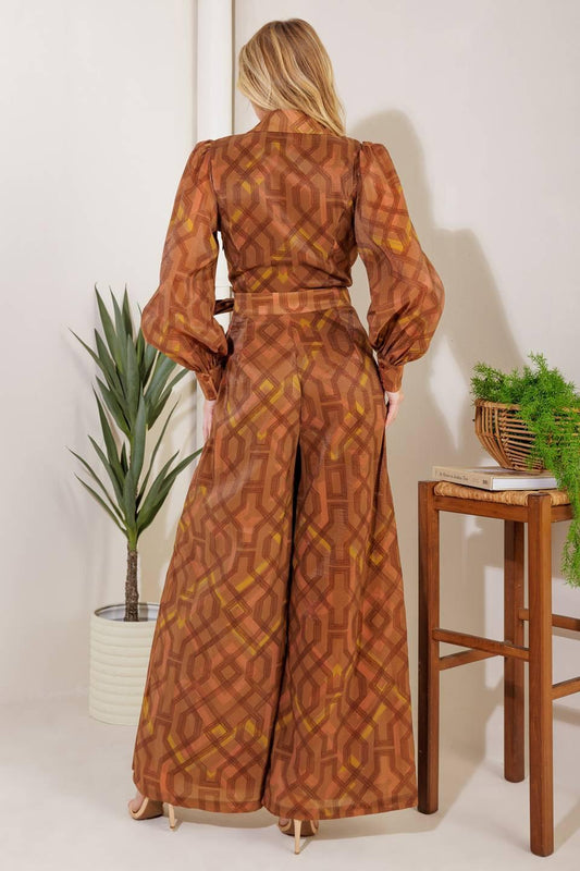 Lost in the Stars Woven Jumpsuit in brown, view 5 — Soul Flow Apparel