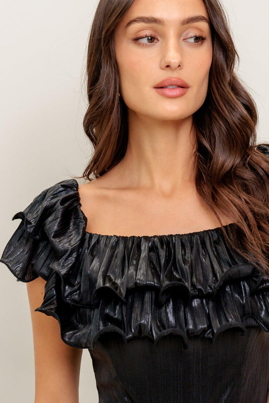 Angel Eyes Coated Woven Jumpsuit in black, view 2 — Soul Flow Apparel