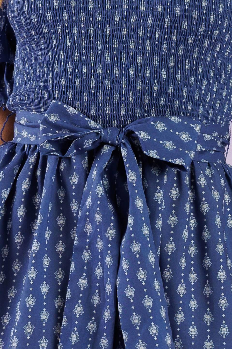 Stay on Your Mind Woven Romper in navy, fabric swatch — Soul Flow Apparel
