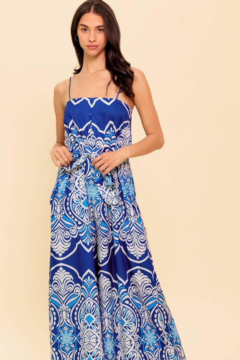 Hit the Breeze Woven Jumpsuit in navy blue, view 4 — Soul Flow Apparel