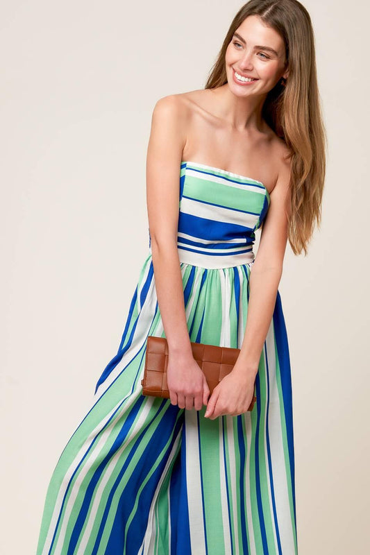 Riverside Sips Woven Jumpsuit in navy green, view 4 — Soul Flow Apparel