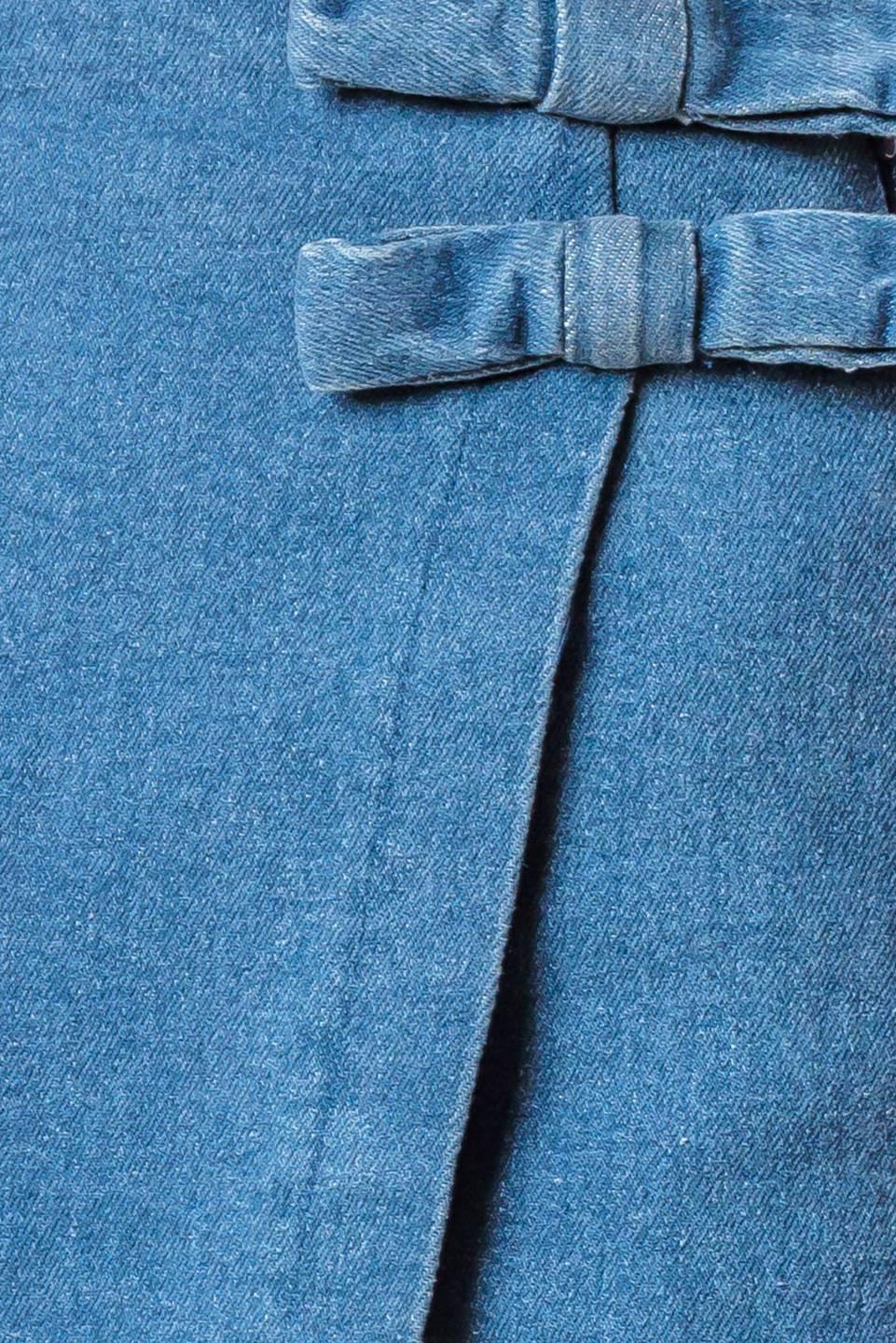 Distant Echoes Denim Skort in medium indigo, fabric swatch — Soul Flow Apparel