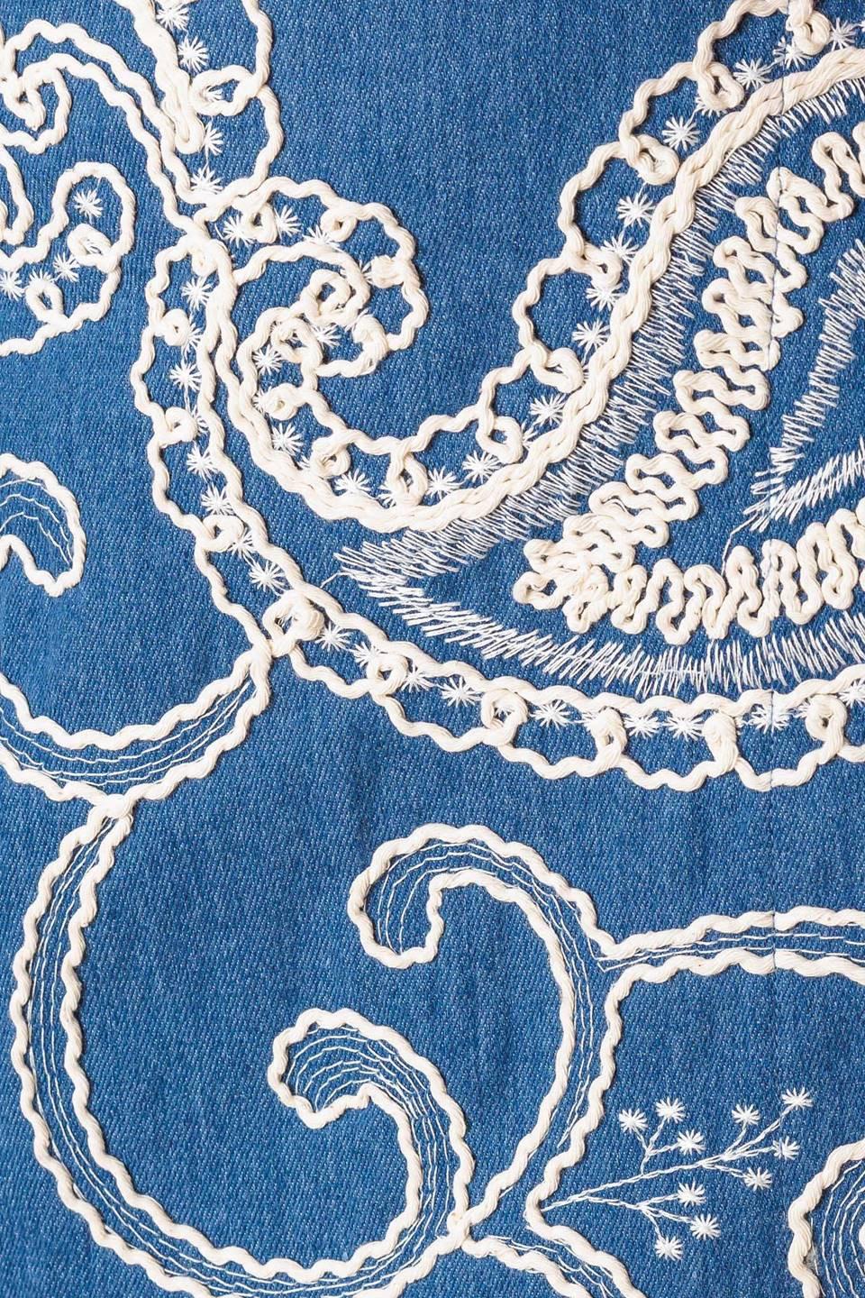 Cara La France Woven Skort in medium indigo, fabric swatch — Soul Flow Apparel