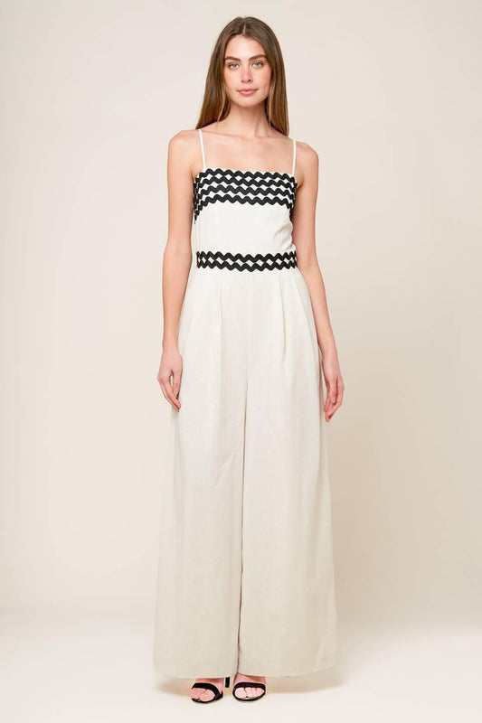 Meet At the Pier Cream Woven Jumpsuit, view 3 — Soul Flow Apparel