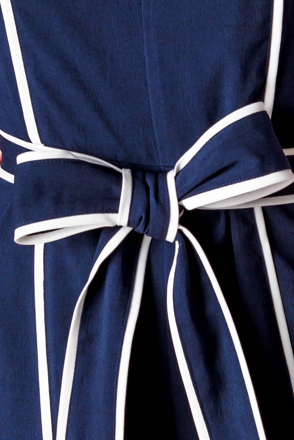 Layton Navy Woven Jumpsuit in white, fabric swatch — Soul Flow Apparel