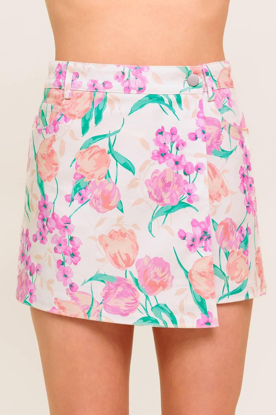 Rosewood Story Woven Skort in ivory, view 6 — Soul Flow Apparel