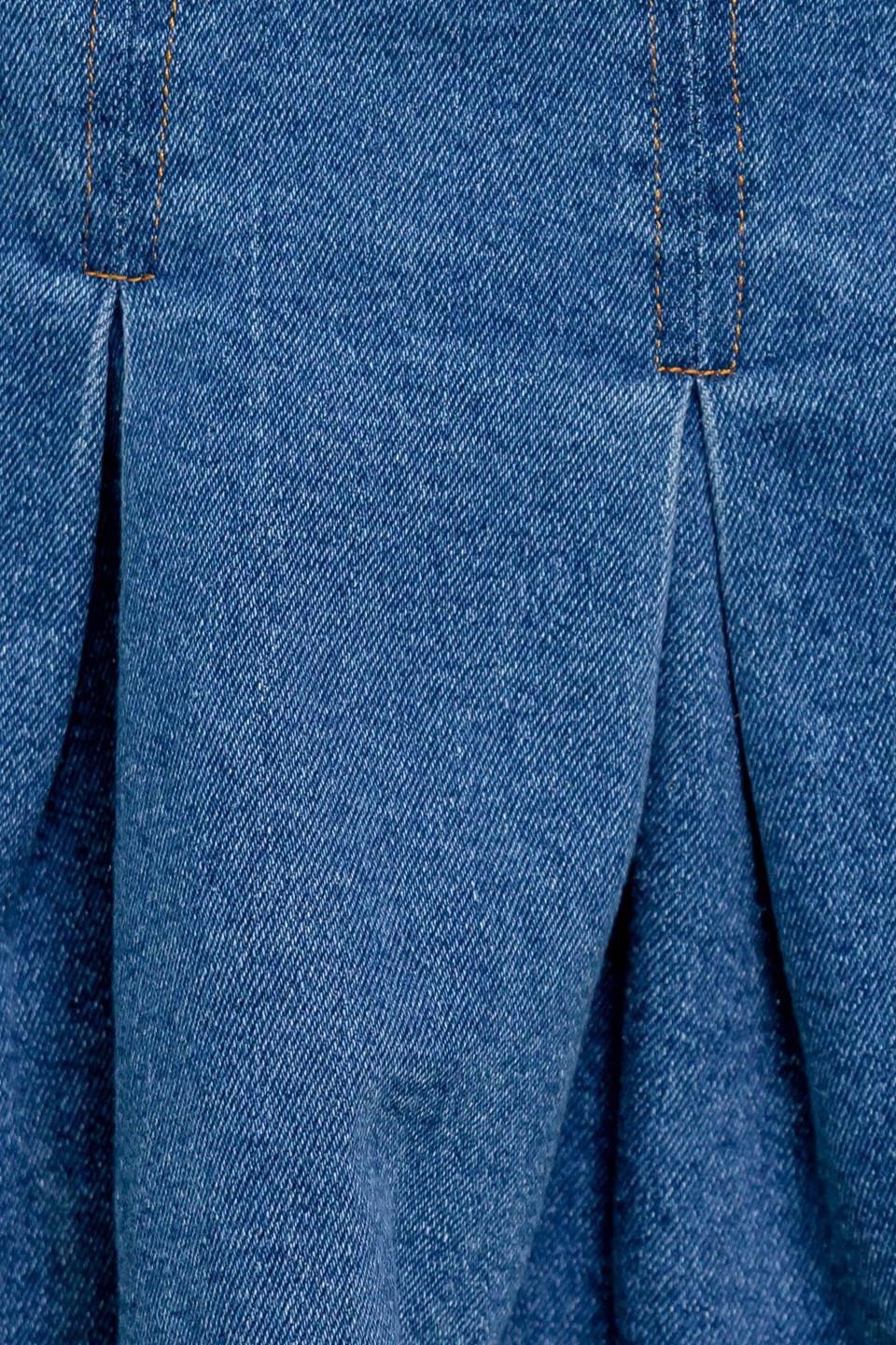 Dreammist Medium Indigo Denim Skort, fabric swatch — Soul Flow Apparel