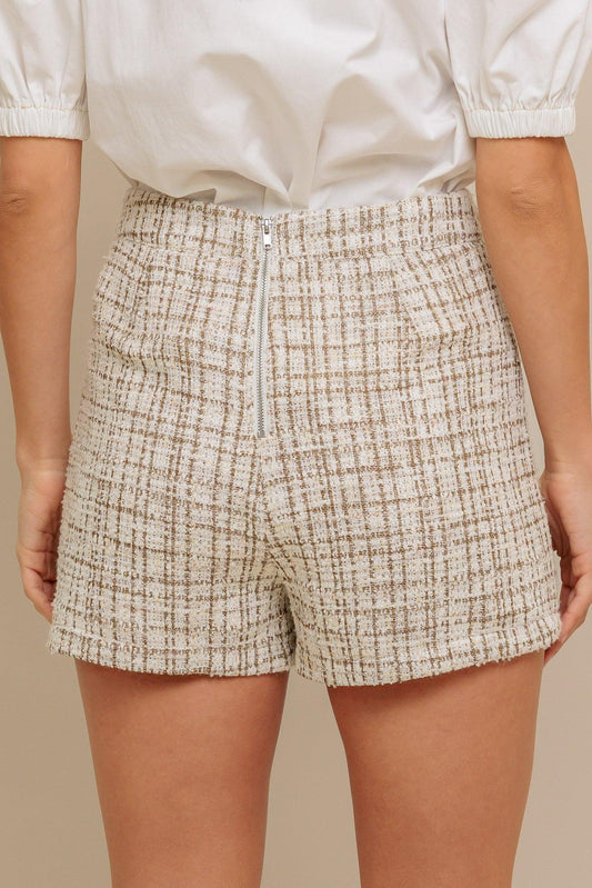 Modern Balance Woven Tweed Skort in cream, view 7 — Soul Flow Apparel