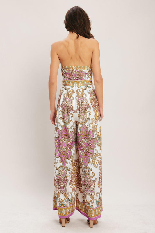 Mediterranean Dream Woven Jumpsuit in off-white pink, view 6 — Soul Flow Apparel