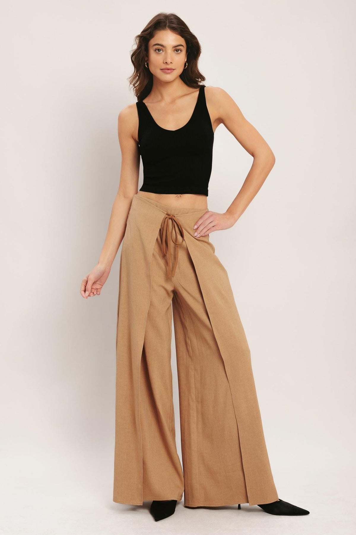 Caramel Coast Woven Pants in taupe, view 6 — Soul Flow Apparel