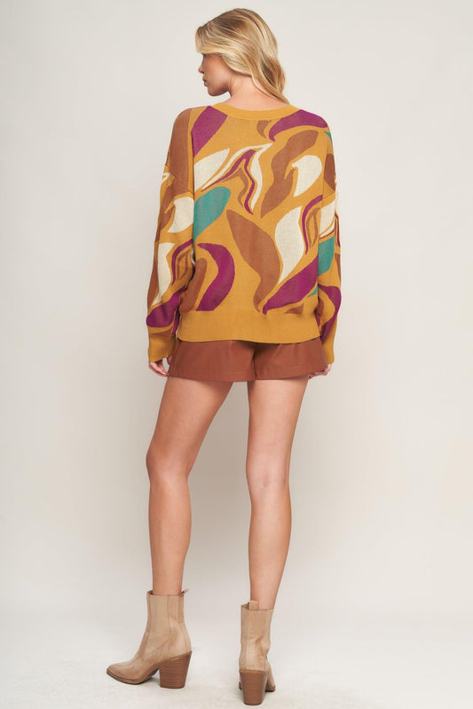 Ready to Adore Sweater Top in mustard, view 6 — Soul Flow Apparel