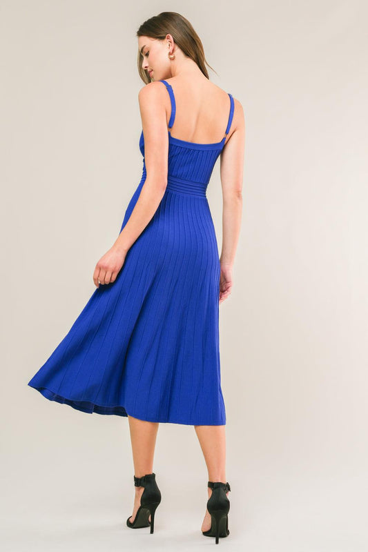 Breezy Walks Knit Midi Dress in blue, view 2 — Soul Flow Apparel