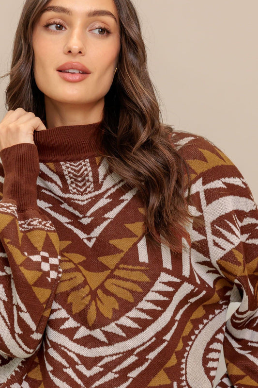 Honestly Love Pullover Sweater Top in brown, view 2 — Soul Flow Apparel