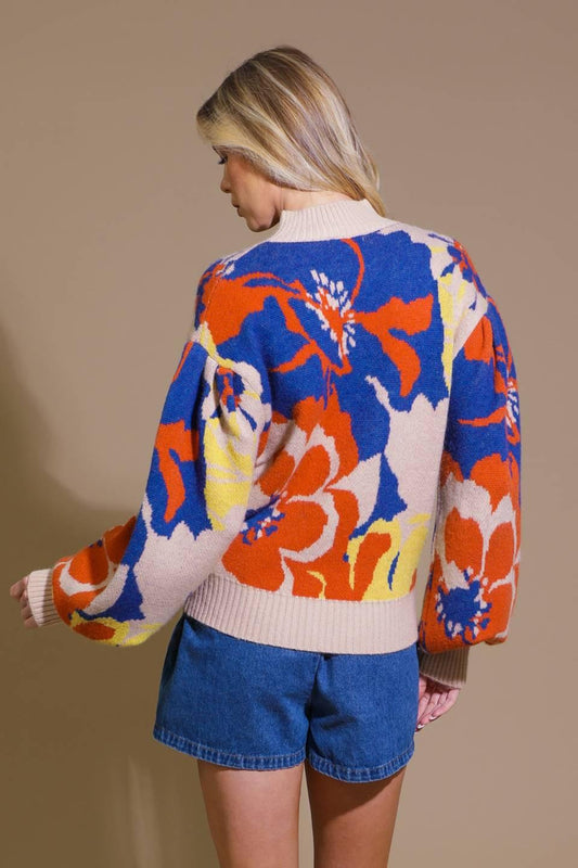 Never Lose Me Sweater Top in taupe blue, view 2 — Soul Flow Apparel