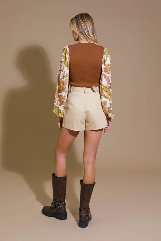 Decadent Persona Sweater Top in camel ivory, view 6 — Soul Flow Apparel