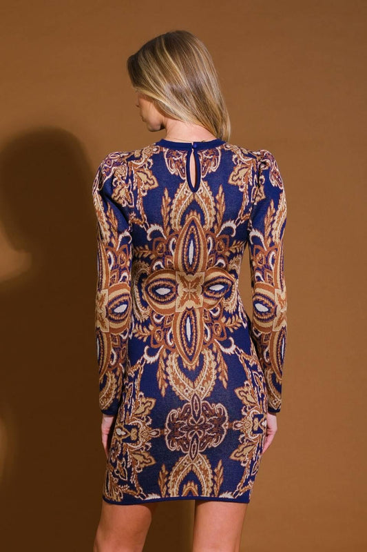 Stories of Mine Sweater Mini Dress in navy, view 2 — Soul Flow Apparel