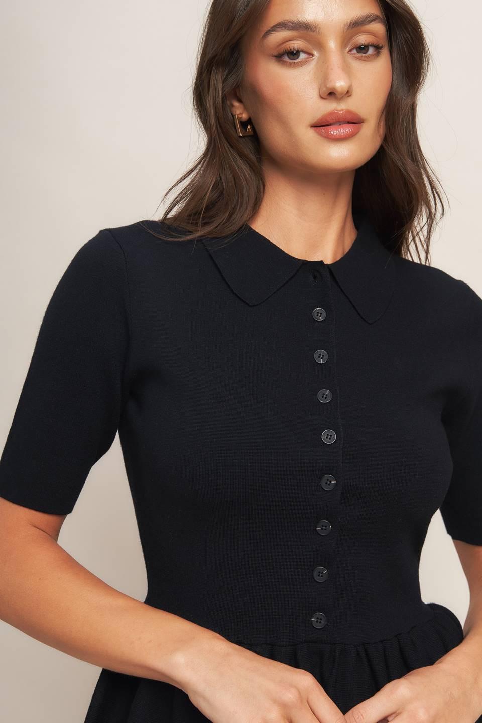 Sweet Serenade Black Woven Top, view 6 — Soul Flow Apparel