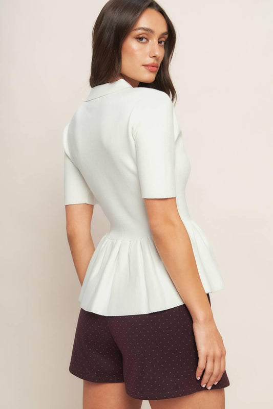 Sweet Serenade Cream Woven Top, view 2 — Soul Flow Apparel