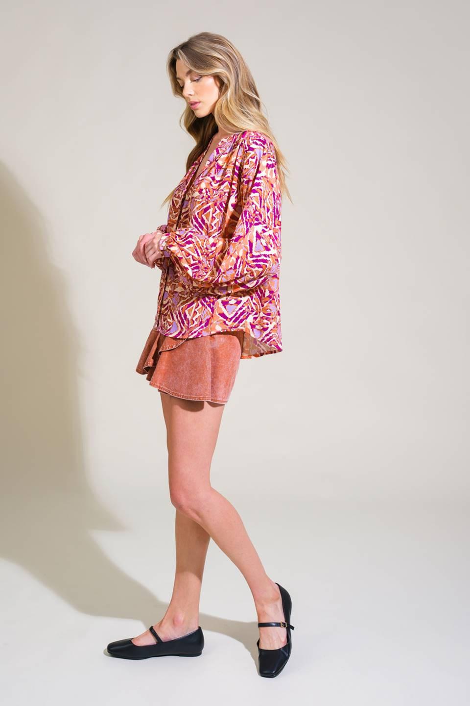 Urban Elegance Woven Top in lavender, view 3 — Soul Flow Apparel