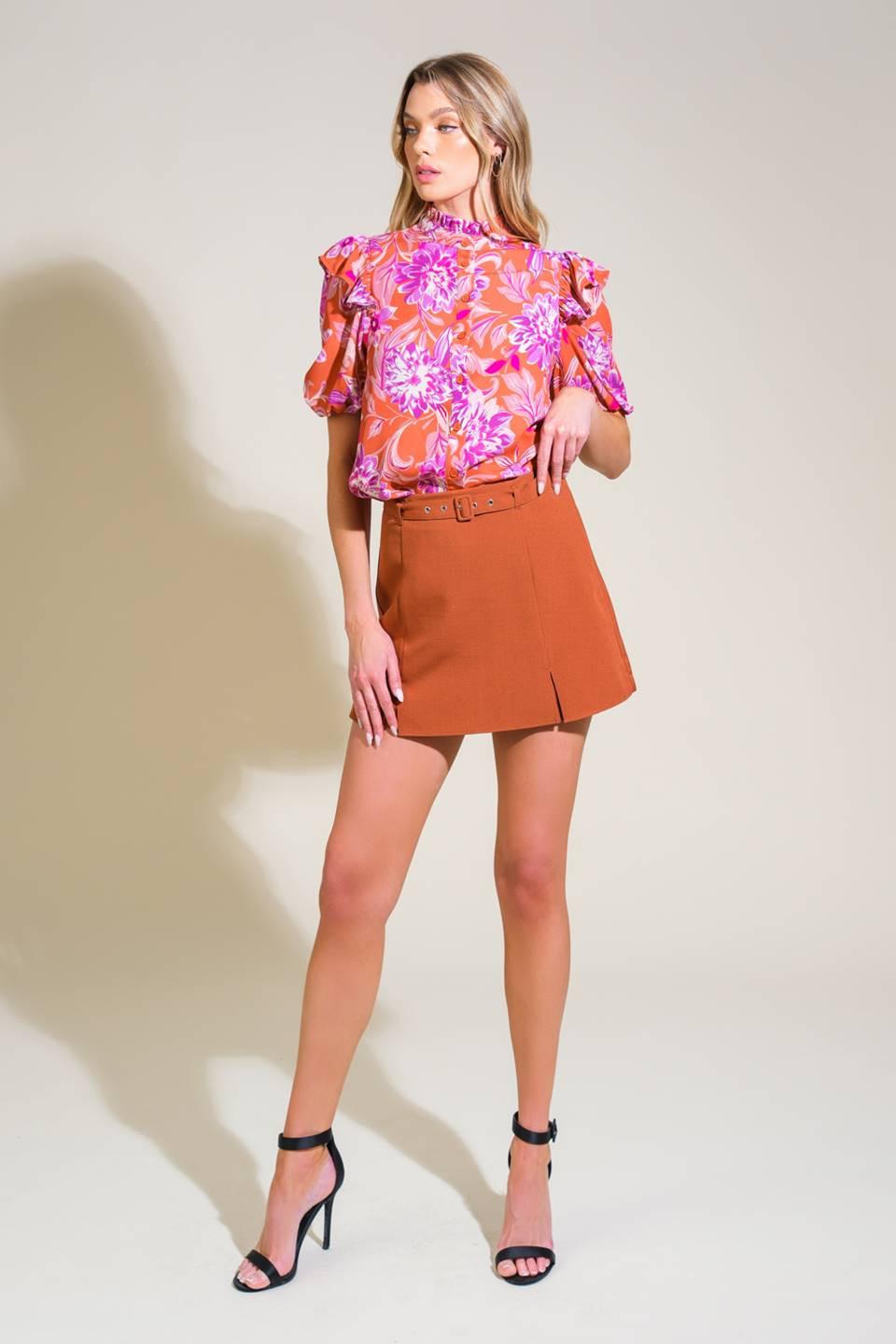 Memories in Focus Woven Top in rust, view 7 — Soul Flow Apparel