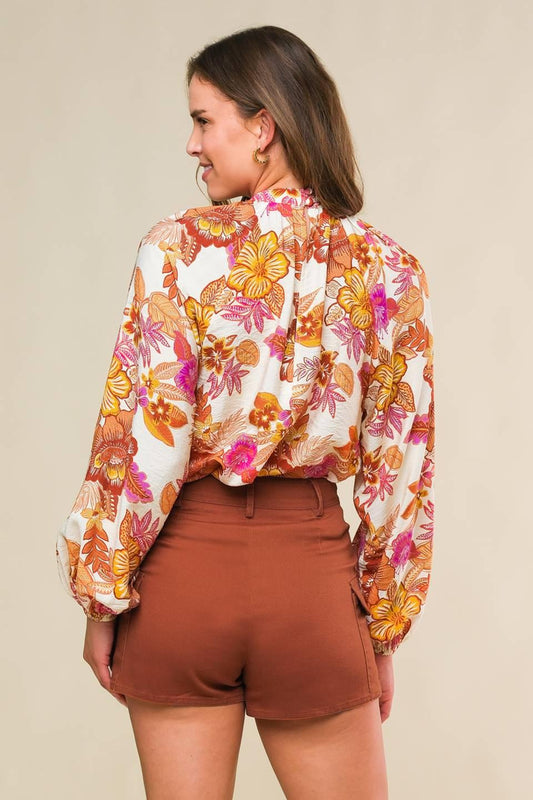 Romantically Entangled Woven Top in ivory rust, view 2 — Soul Flow Apparel