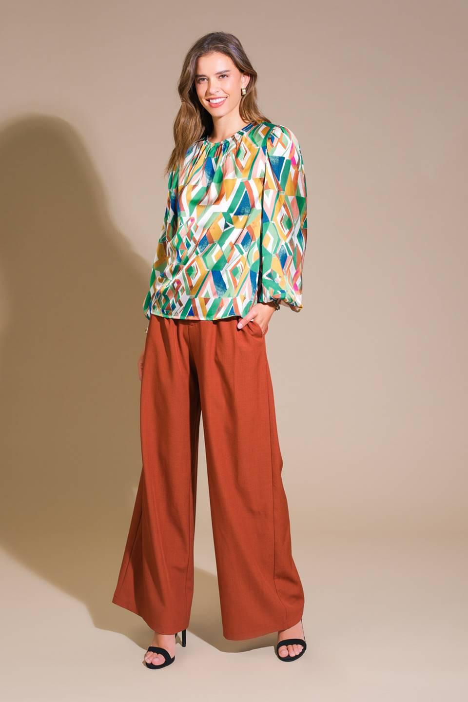 Radiant Poise Woven Top in sage mustard, view 6 — Soul Flow Apparel