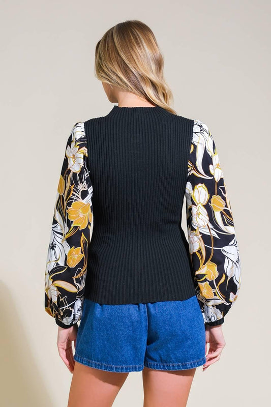 Sweet Taste Sweater Top in black, view 2 — Soul Flow Apparel