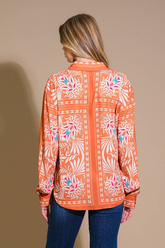 You Never Can Tell Woven Top in rust, view 2 — Soul Flow Apparel