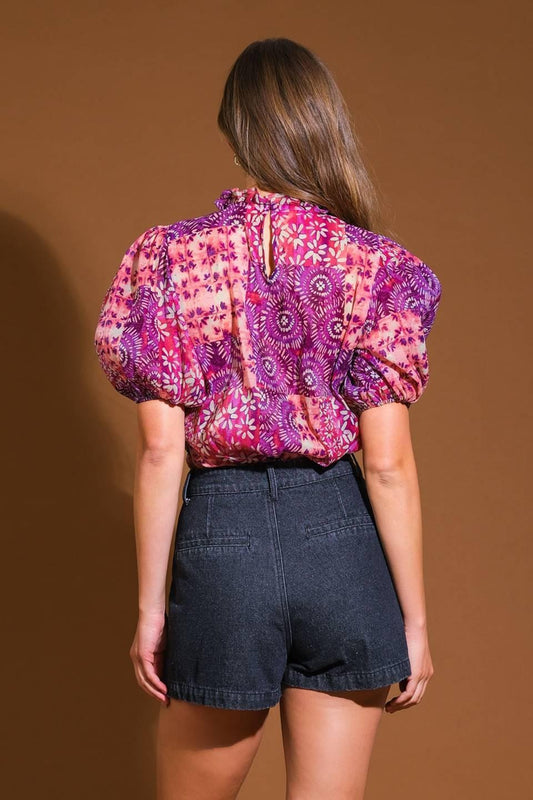 Special Moment Woven Top in peach purple, view 2 — Soul Flow Apparel