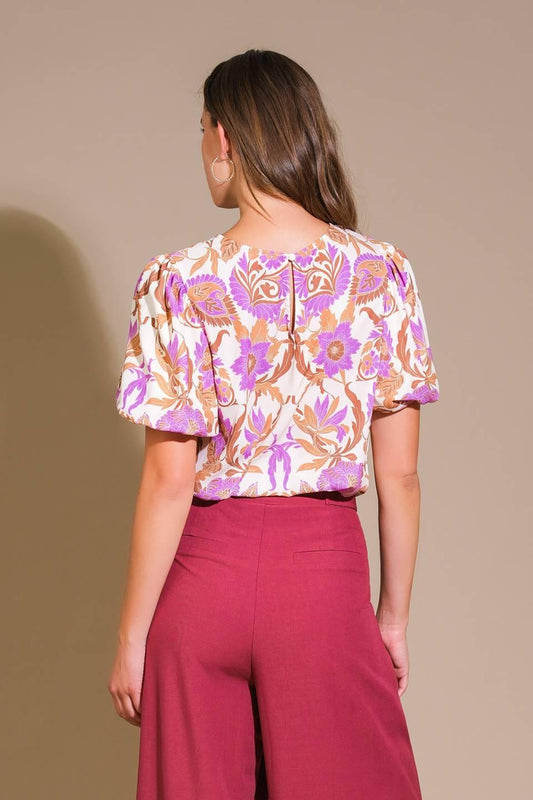 Romantic Whims Woven Top in light taupe, view 2 — Soul Flow Apparel