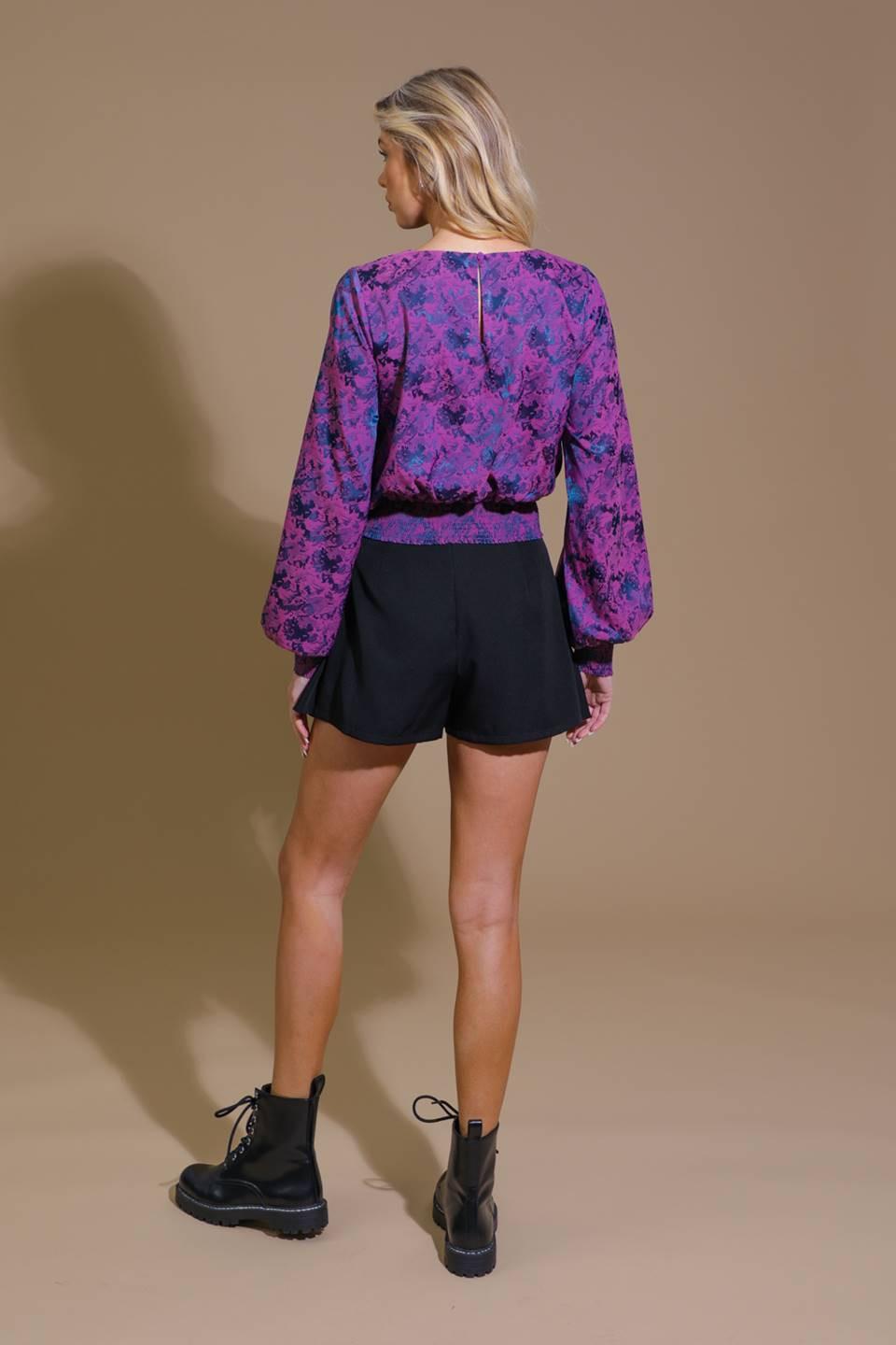 Best Presence Jacquard Woven Top in pink teal, view 6 — Soul Flow Apparel