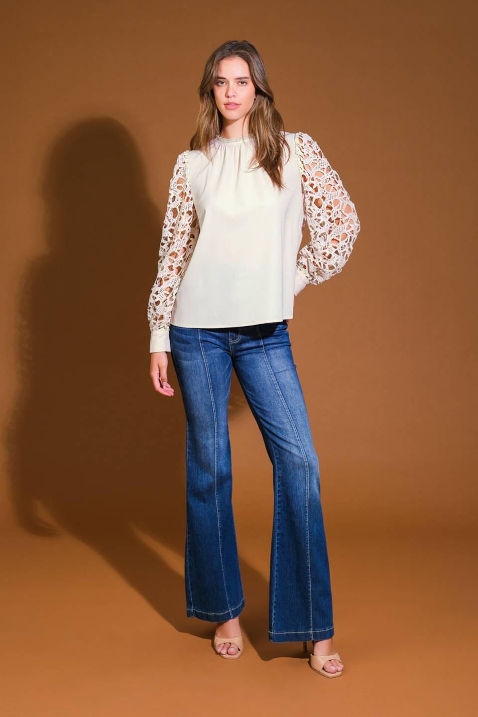 Daydream Fantasies Woven Top in beige, view 6 — Soul Flow Apparel