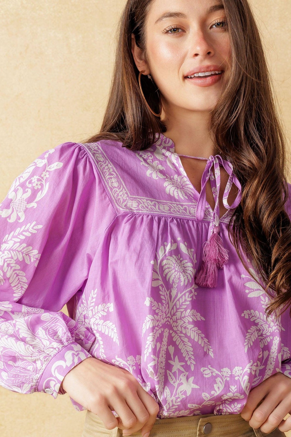 City Chic Woven Top in lavender, view 8 — Soul Flow Apparel