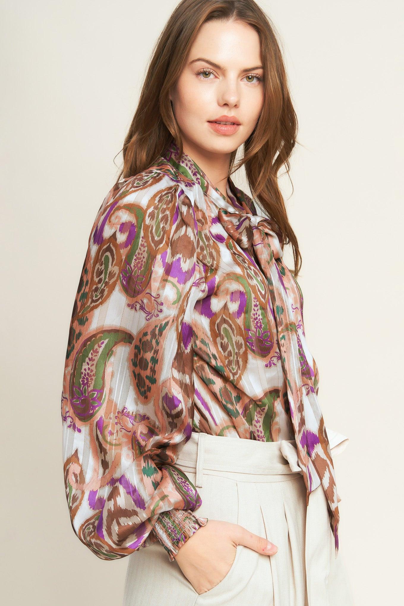 Try and Try Again Woven Top in cream brown, view 7 — Soul Flow Apparel