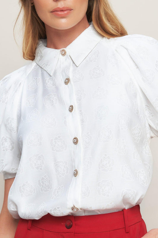 Vineyard Stroll Ivory Woven Top, view 7 — Soul Flow Apparel