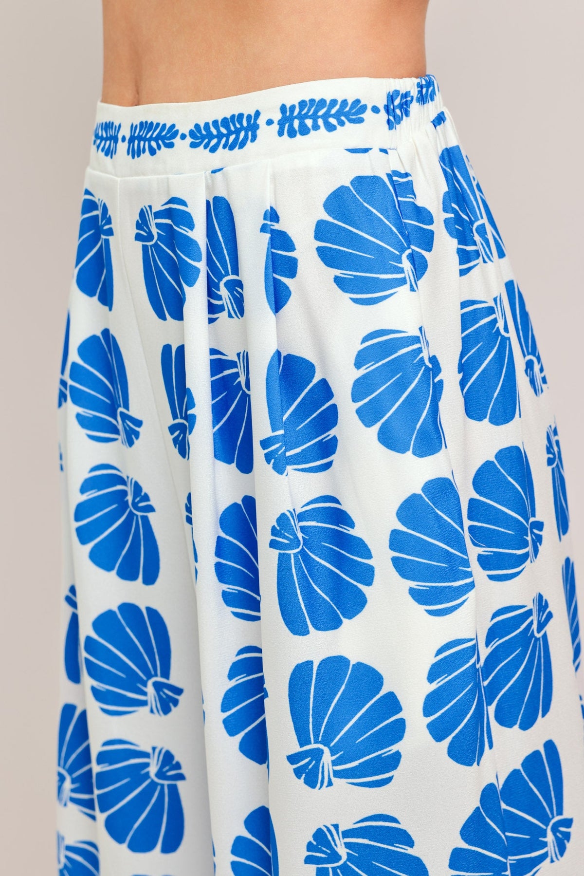 Island Shell Woven Top And Pant Set in ivory blue, view 2 — Soul Flow Apparel