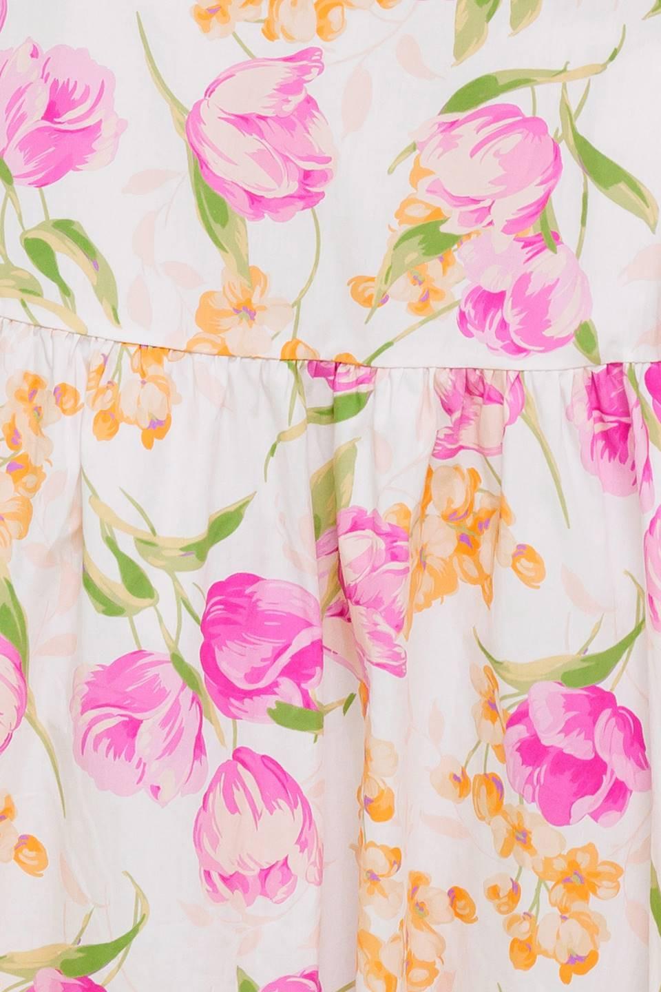 Botanical Bliss Woven Top and Skirt Set in ivory pink, fabric swatch — Soul Flow Apparel