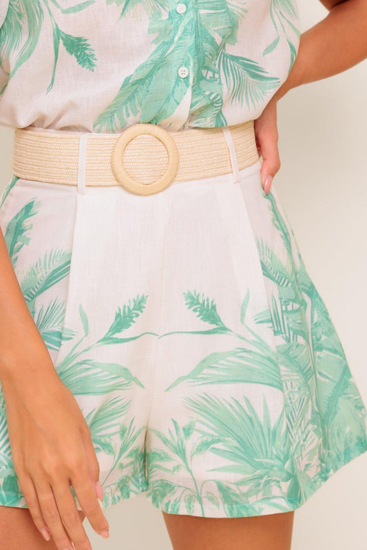 Garden Light Woven Top and Short Set in ivory sage, view 5 — Soul Flow Apparel