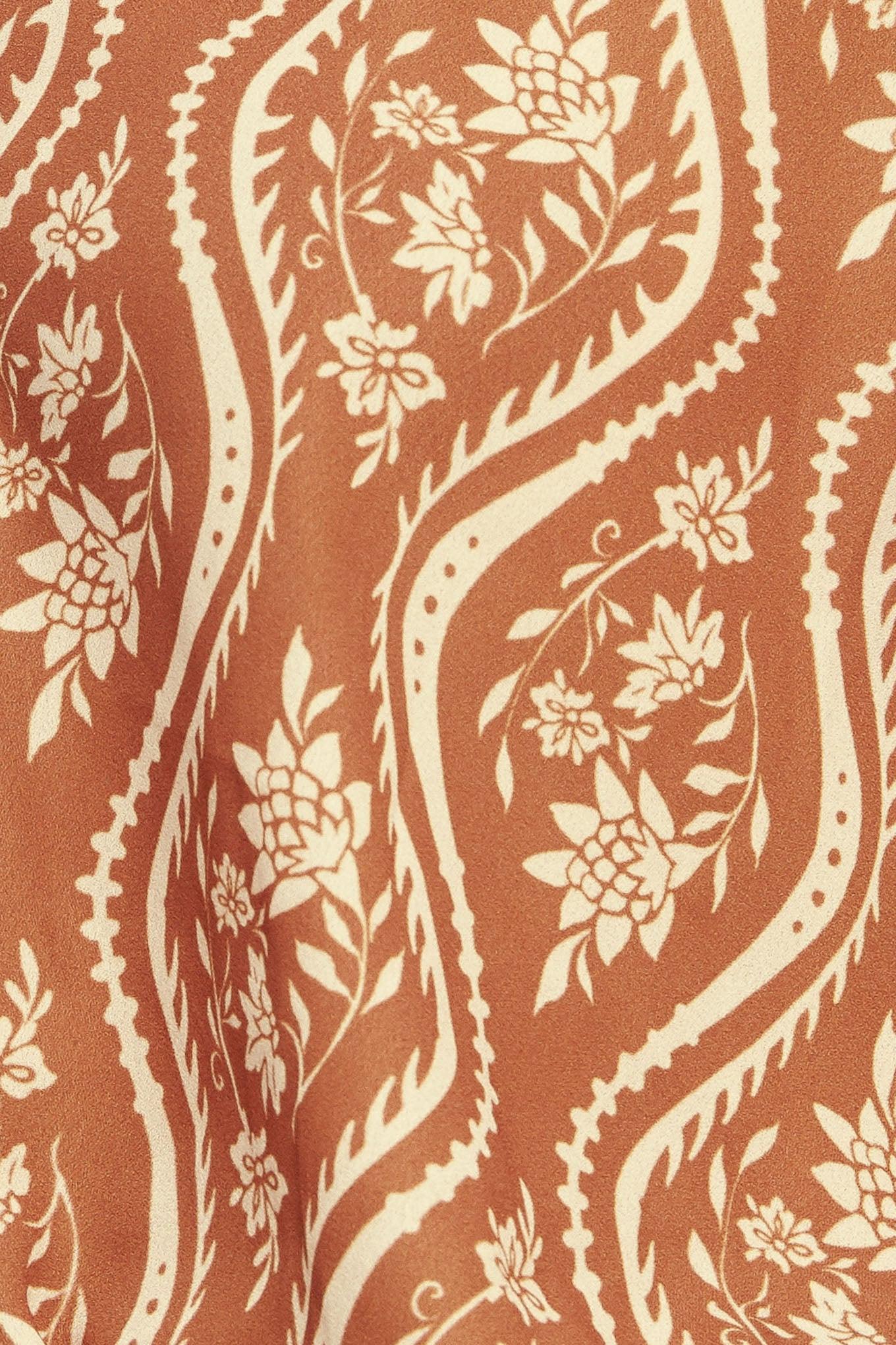 Angelic Sweetie Brown Woven Top in peach, fabric swatch — Soul Flow Apparel