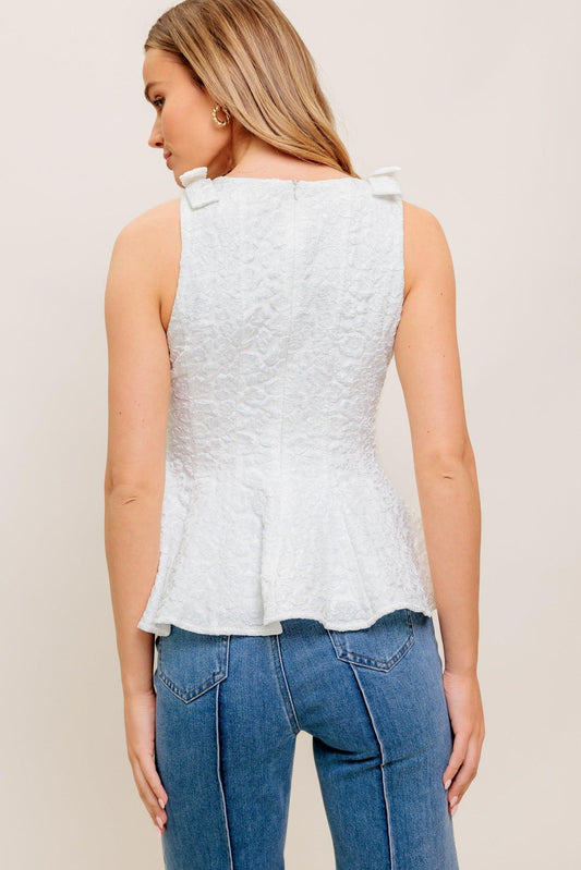 Soft Whisper Woven Top in off-white, view 6 — Soul Flow Apparel