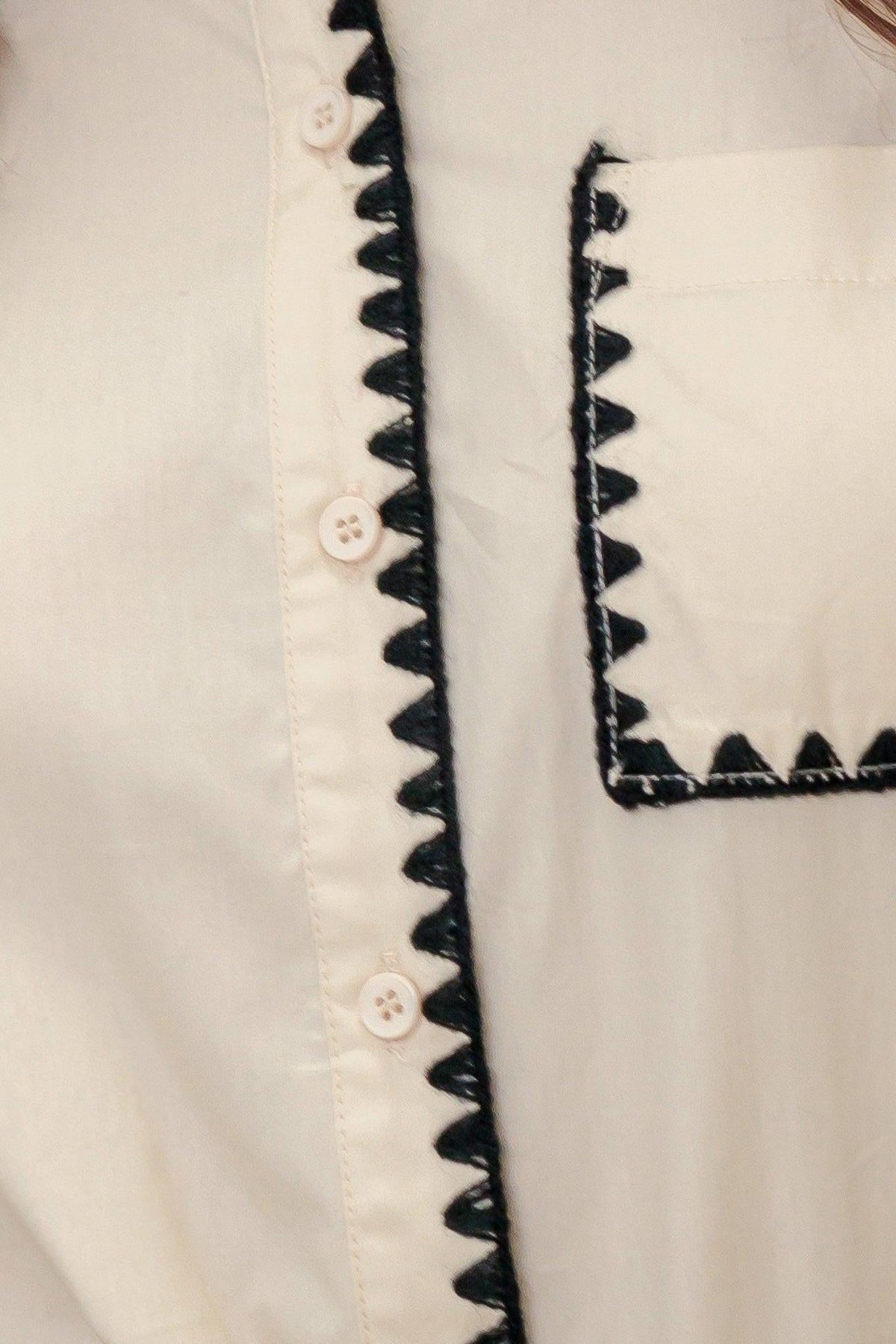 Mono Edge Woven Top in cream, fabric swatch — Soul Flow Apparel