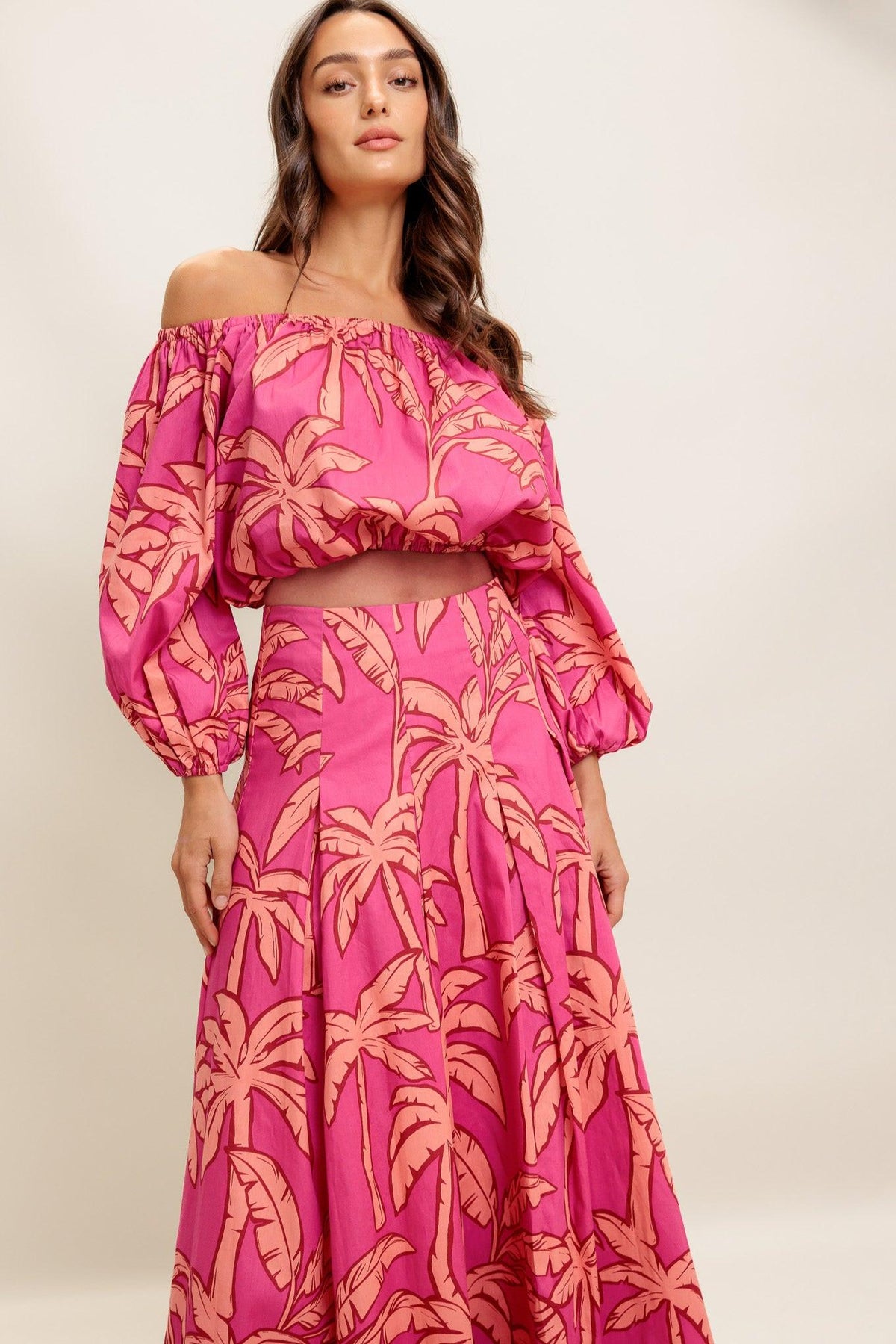 Paradise Match Woven Top and Skirt Set in pink, view 6 — Soul Flow Apparel