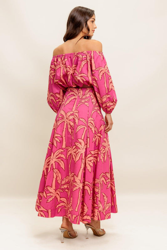Paradise Match Woven Top and Skirt Set in pink, view 7 — Soul Flow Apparel